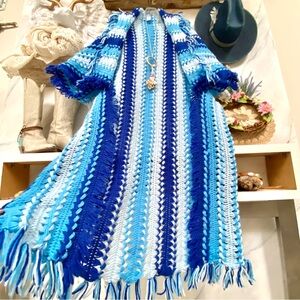 Artisan Blue Dream boho granny cocoon kimono cover up w prairie cabin vibe